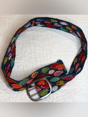 Jenny Krauss Embroidered Wool Belt Rainbow Leaves Cottage Core Size Small